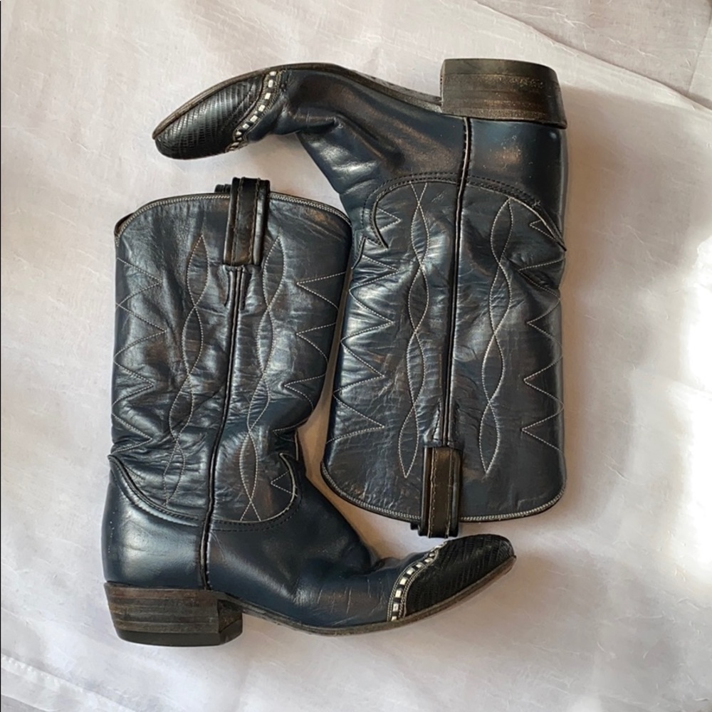 (ON HOLD) Vintage navy tony lama cowboy boots